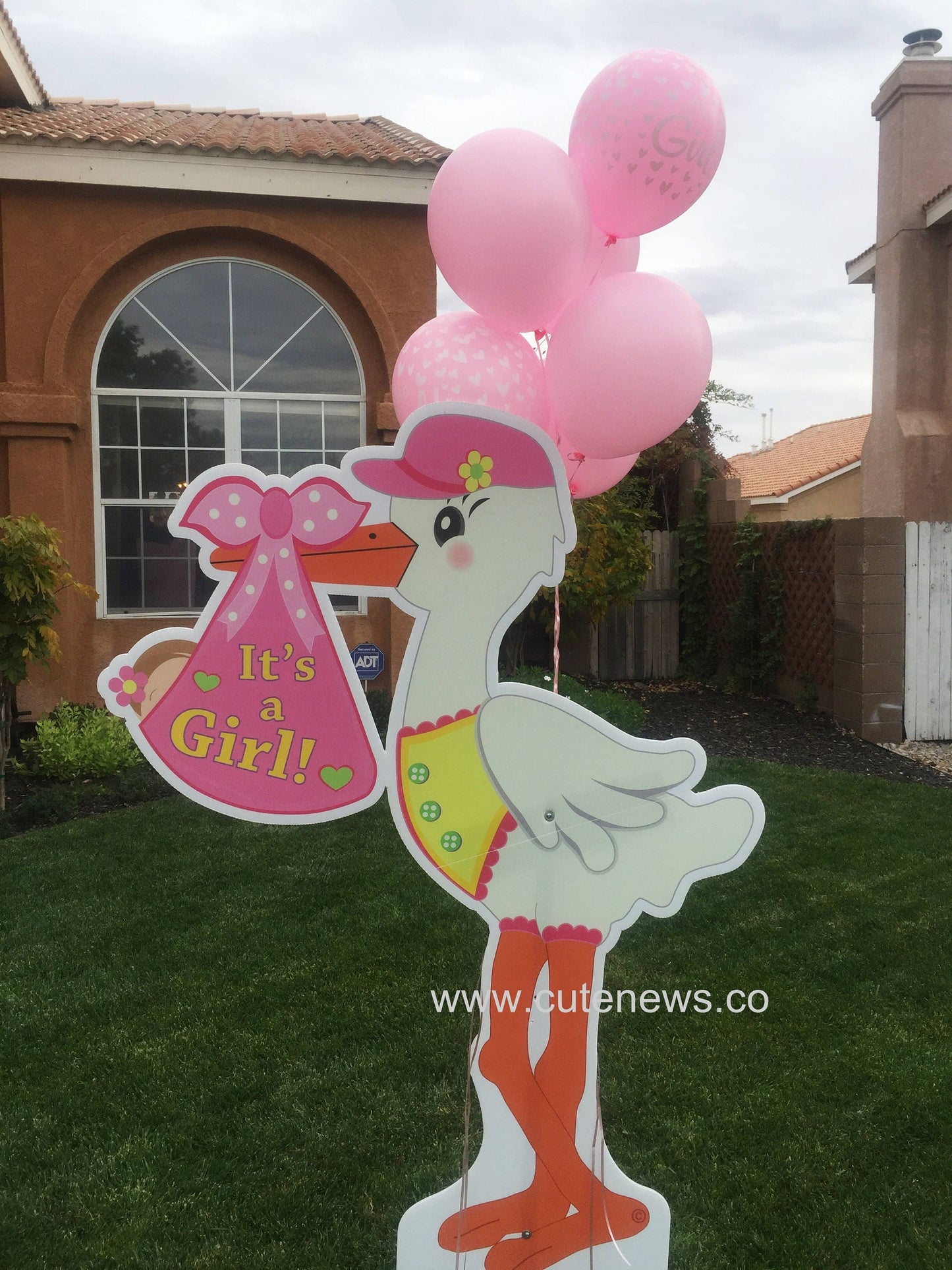 It's a Girl Stork Yard Sign, Outdoor Baby Lawn Announcement, Shower Party Decoration Card, Welcome Home Newborn Boy Banner, 4 feet tall Pink