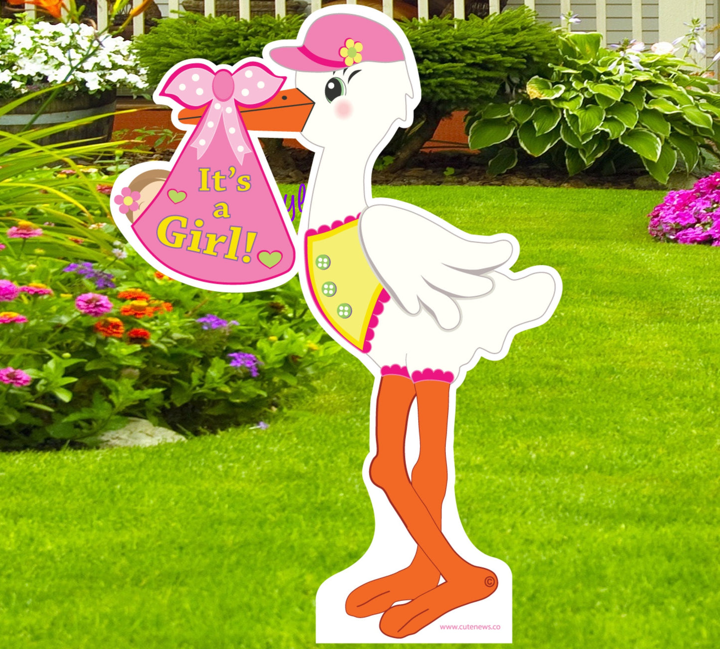 It's a Boy Outdoor Announcement Lawn Sign and Shh Baby Sleeping Door Hanger Kit, Welcome Newborn Stork Yard Card Signs, New Girl Garden Art