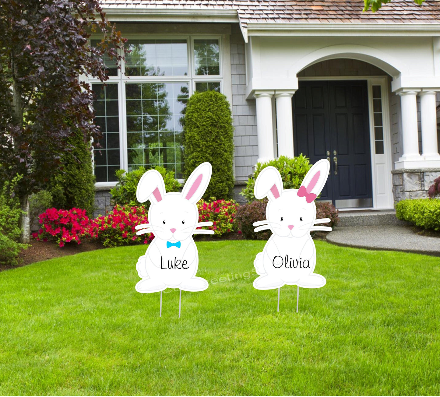 Personalized Easter Bunny Lawn Signs: Outdoor Yard Art Decorations