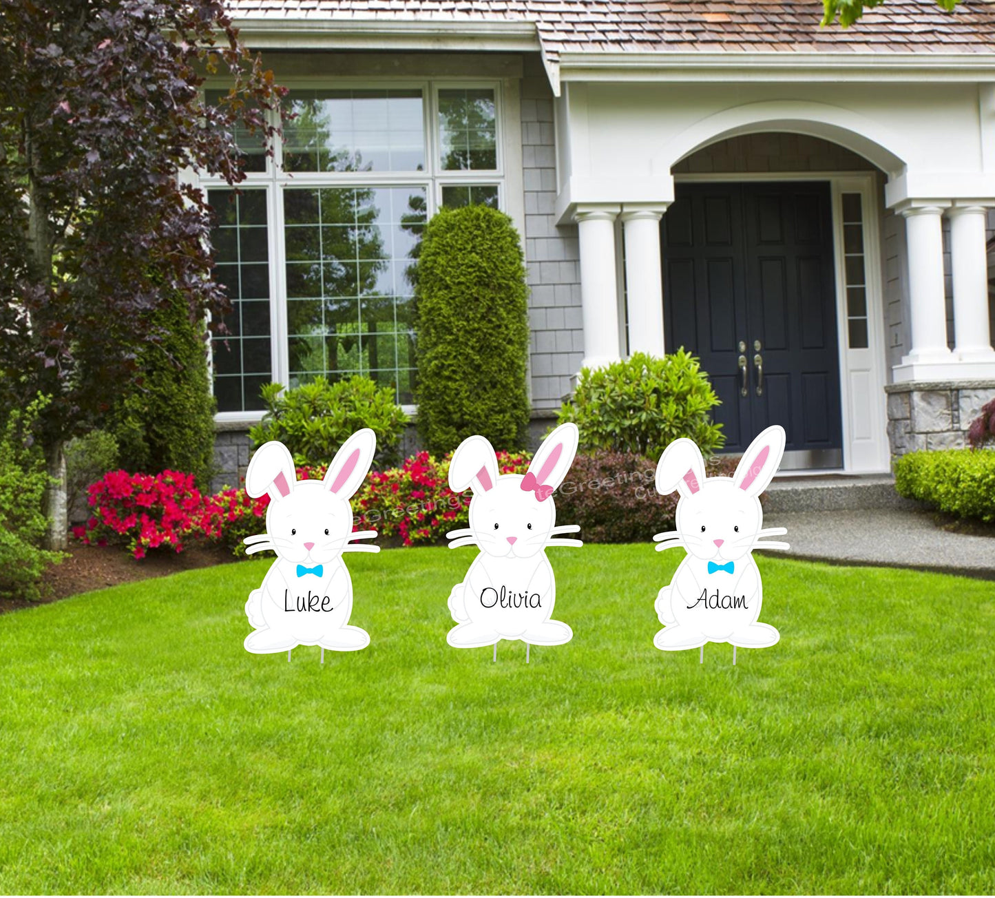 Easter Bunnies Outdoor Lawn Sign Set Personalized Name Baby Chicks Yard Celebration Art Cutout Custom Garden Card Decoration Grandma Gift