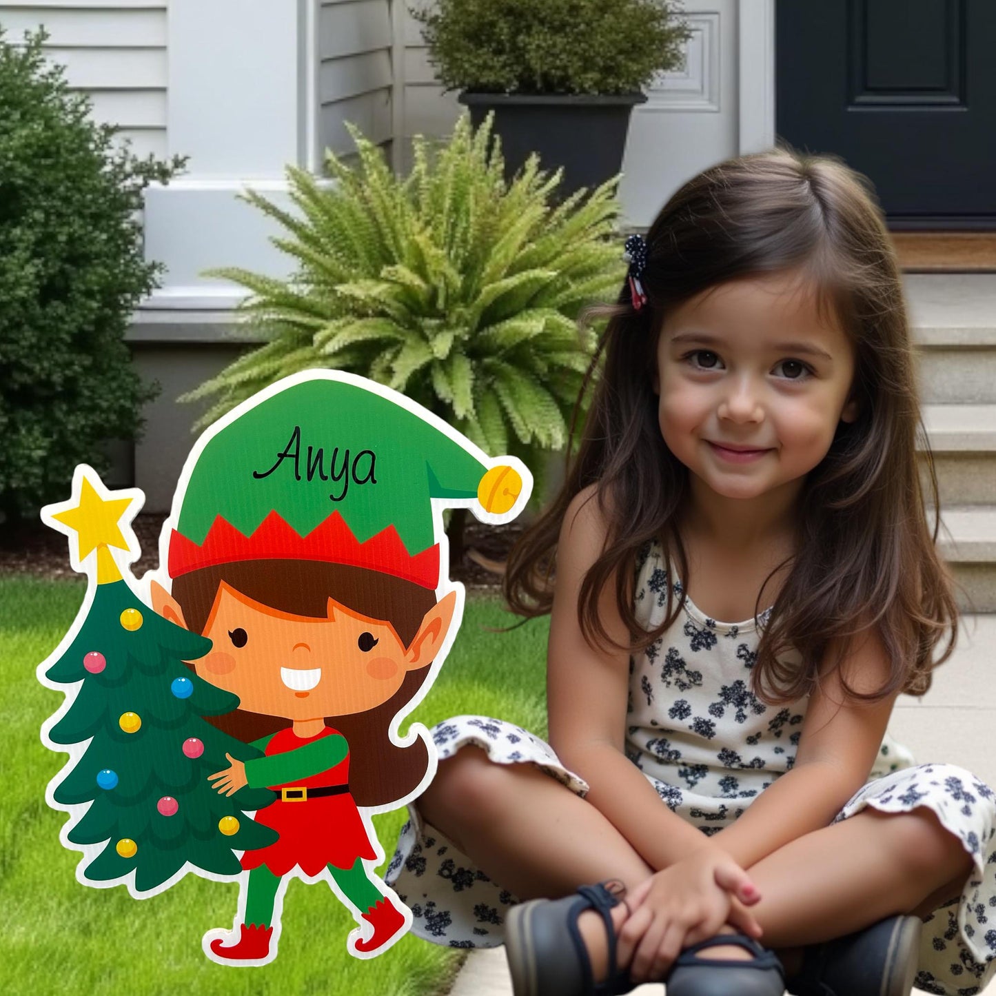 Personalized Elf Christmas Yard Sign: Holiday Lawn Art - Outdoor Decorations