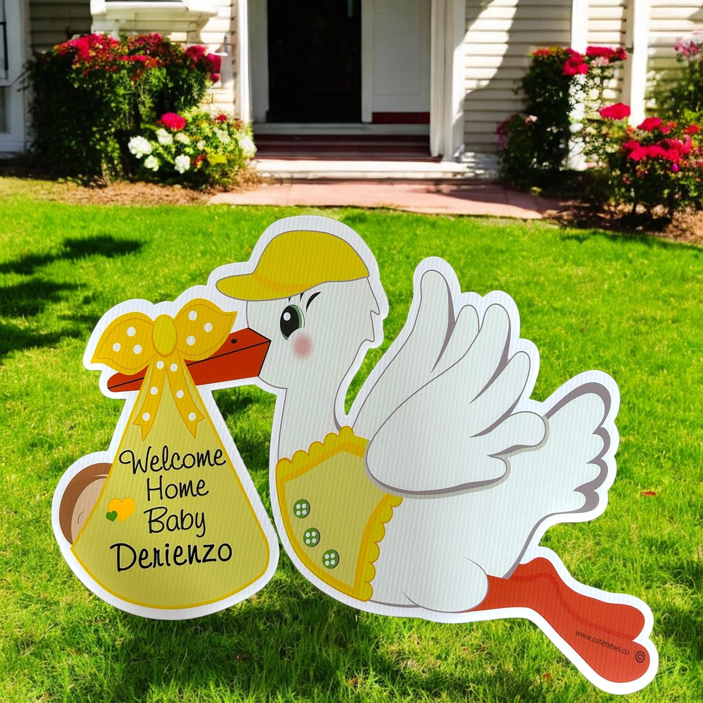 Stork Yard Sign: Welcome Home Baby Announcement - Custom Name