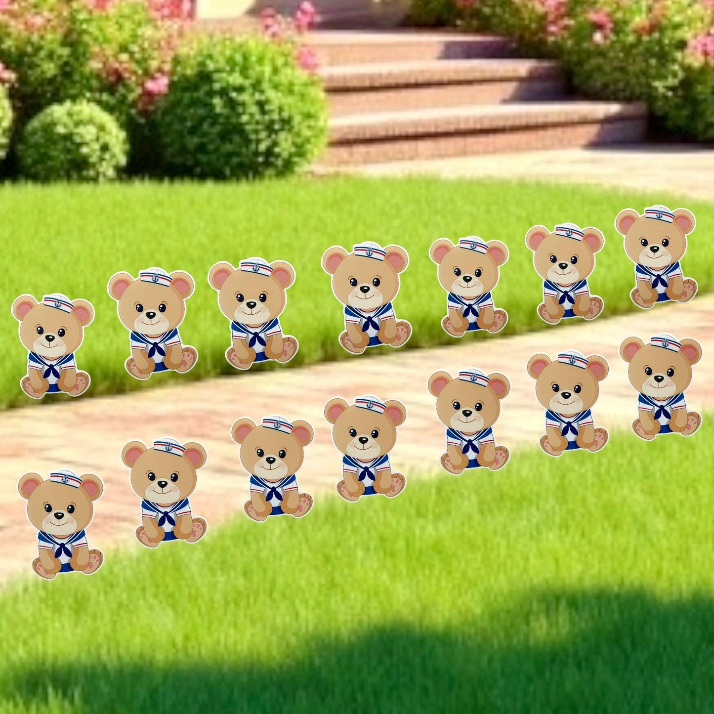 Teddy Bear Baby Shower Yard Banner: Gender Reveal Party Decor, Set of 14