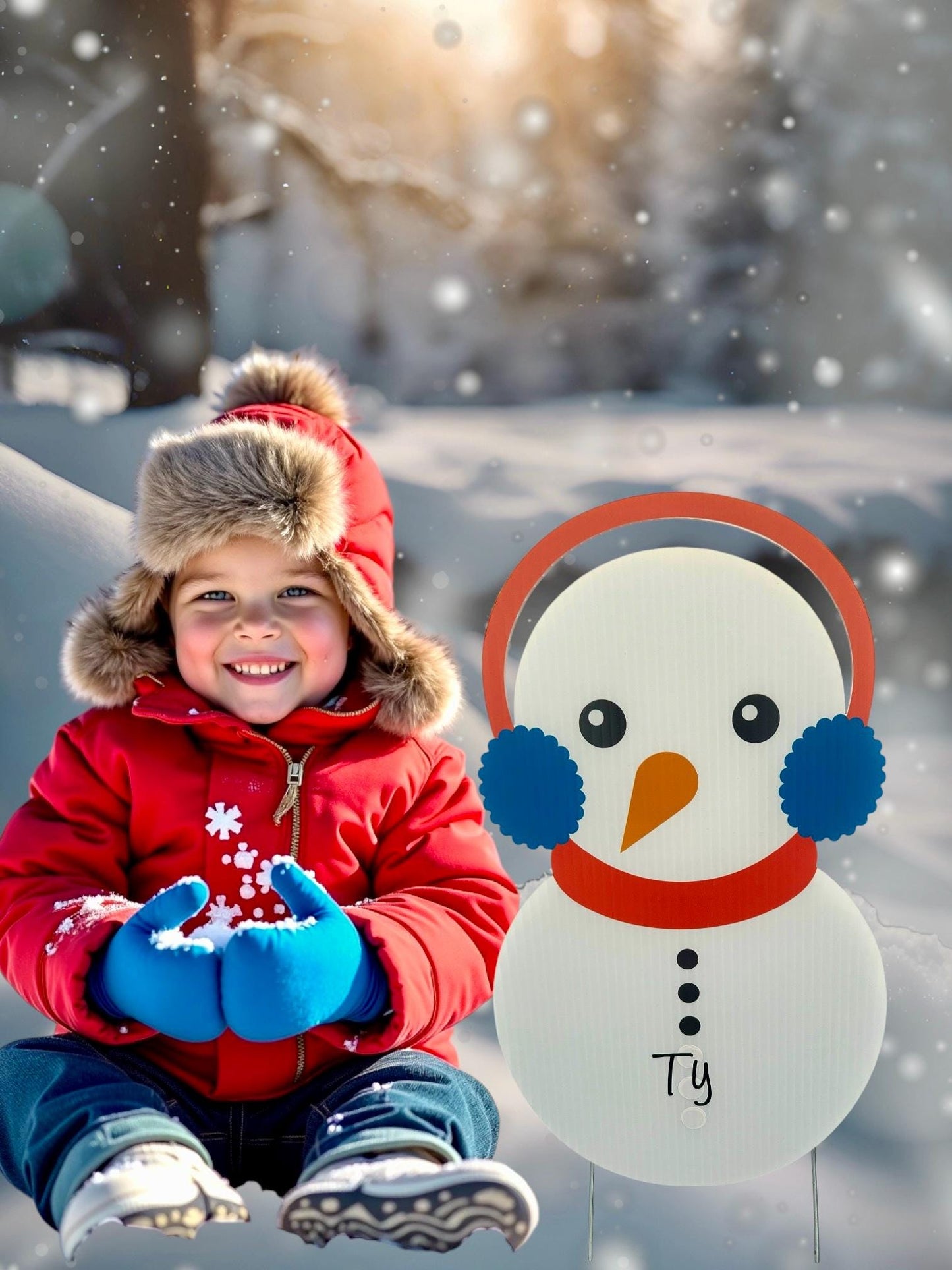 Personalized Snowman Christmas Yard Sign: Holiday Decor with Stakes