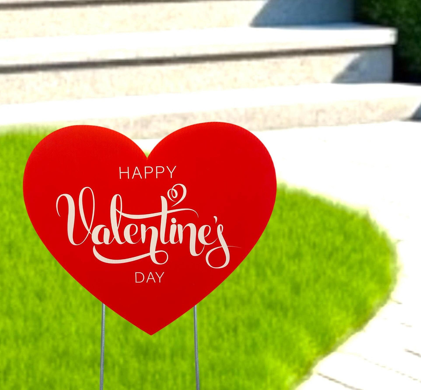 Red Heart Valentine's Day Yard Sign: Party Decor with Metal Stakes