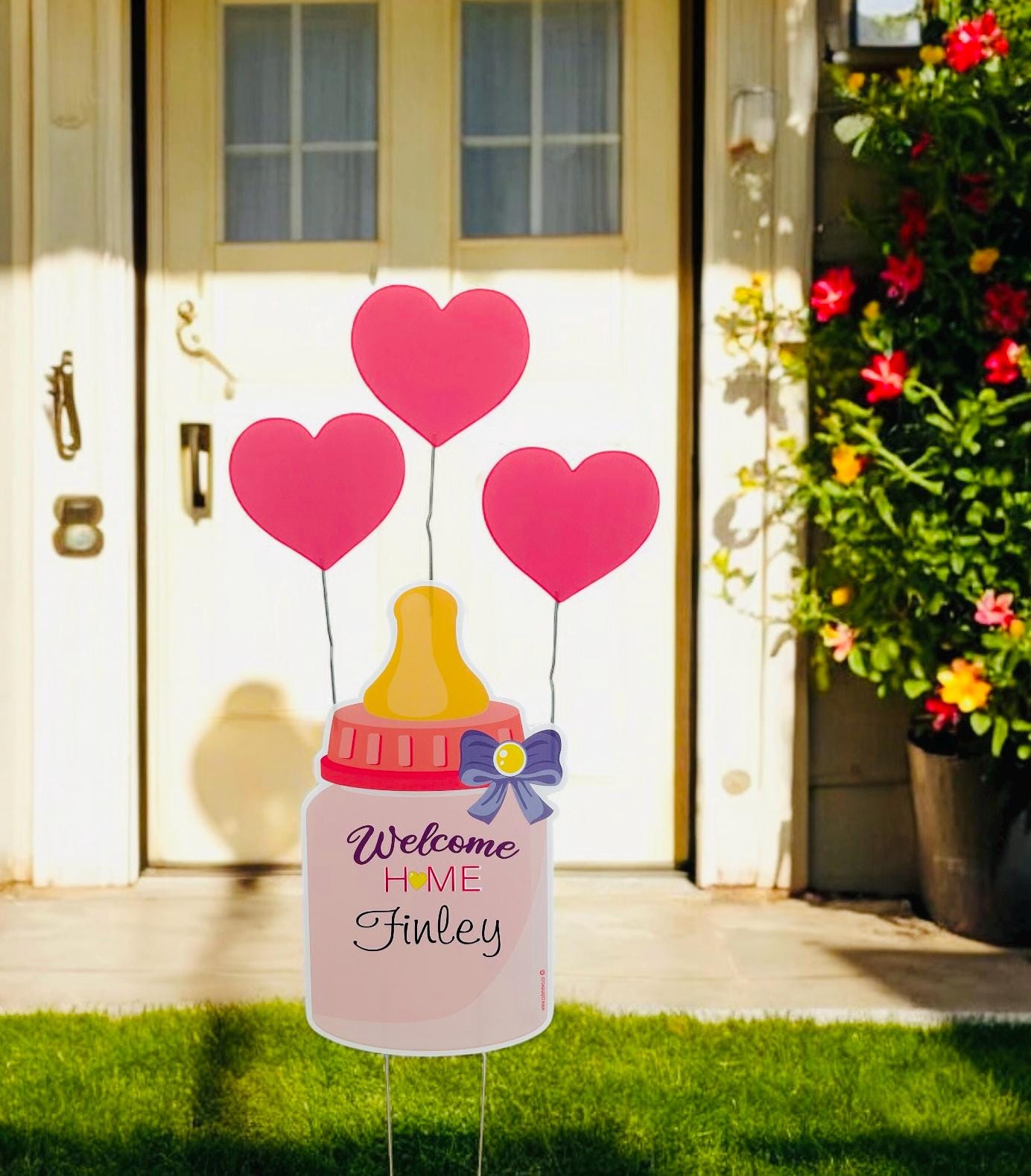 Welcome Home Baby Bottle New Birth Announcement Baby Yard Sign Its a Girl Decor Personalized Newborn Arrival Signs Hospital Signs Boy Banner