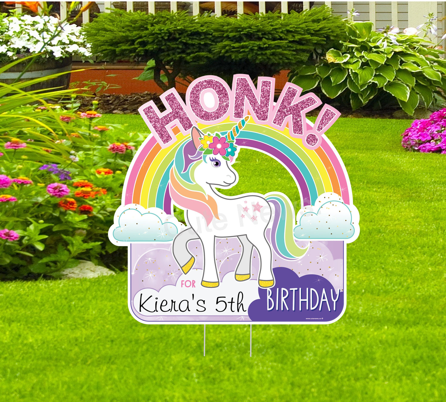 Personalized Unicorn Birthday Yard Sign: Honk It's My Birthday- Outdoor Party Decoration