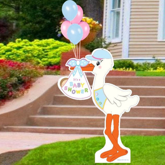 Stork Baby Shower Yard Sign: Gender Neutral Welcome Lawn Decor