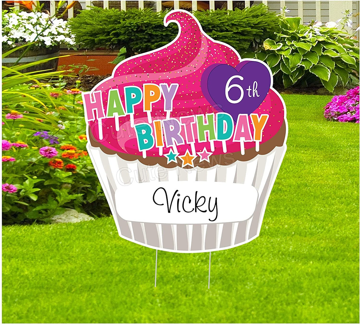 Personalized Cupcake Birthday Yard Sign Decoration - Honk Its My Birthday