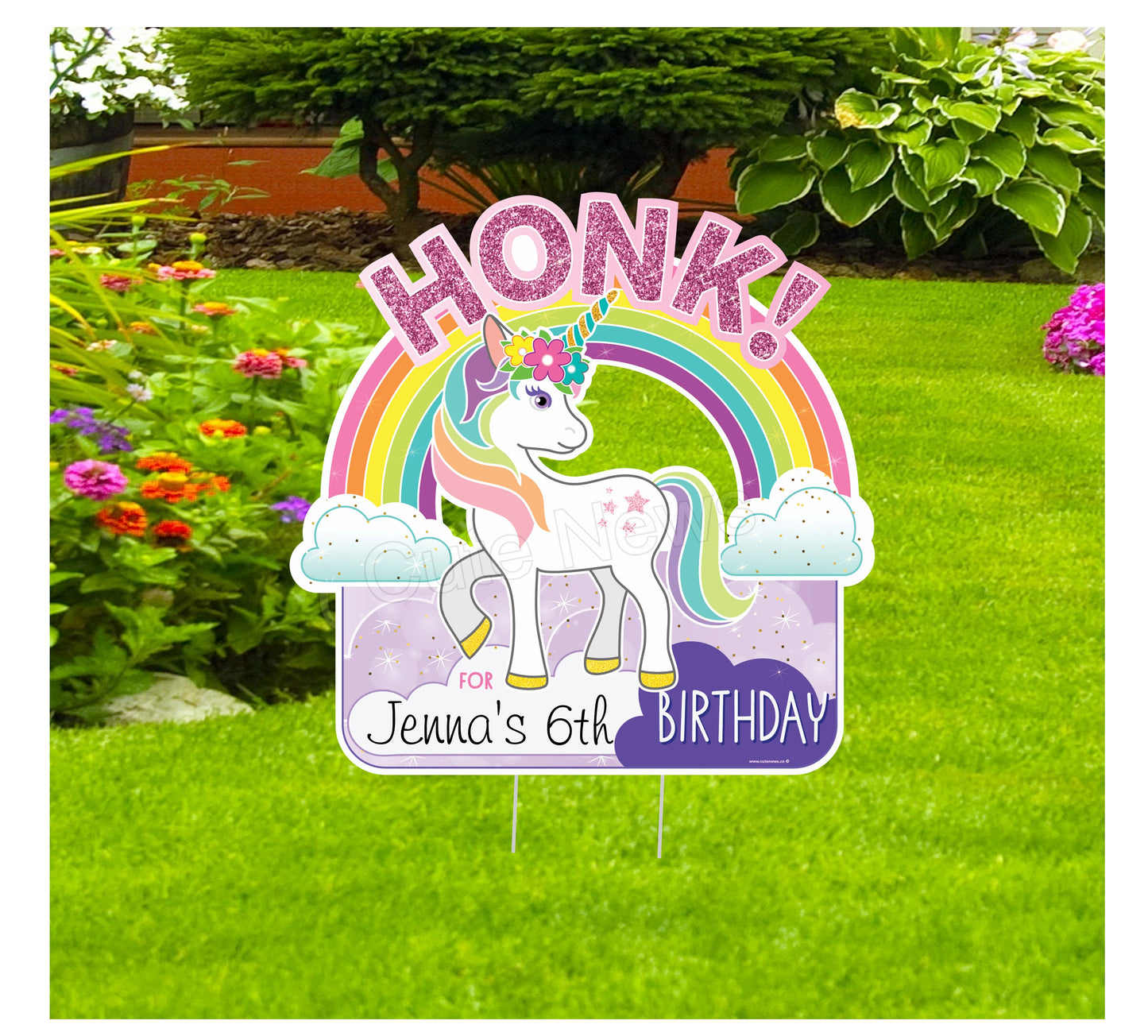 Personalized Unicorn Rainbow Birthday Yard Sign: Outdoor Party Decor