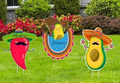 Personalized Cinco de Mayo Yard Signs: Mexican Fiesta Mariachi Lawn Decor