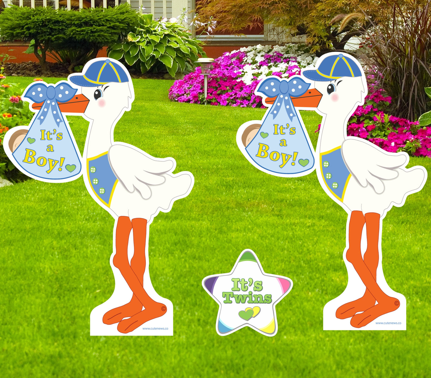 Twin Stork Yard Signs: Baby Announcement, Welcome Home Decoration