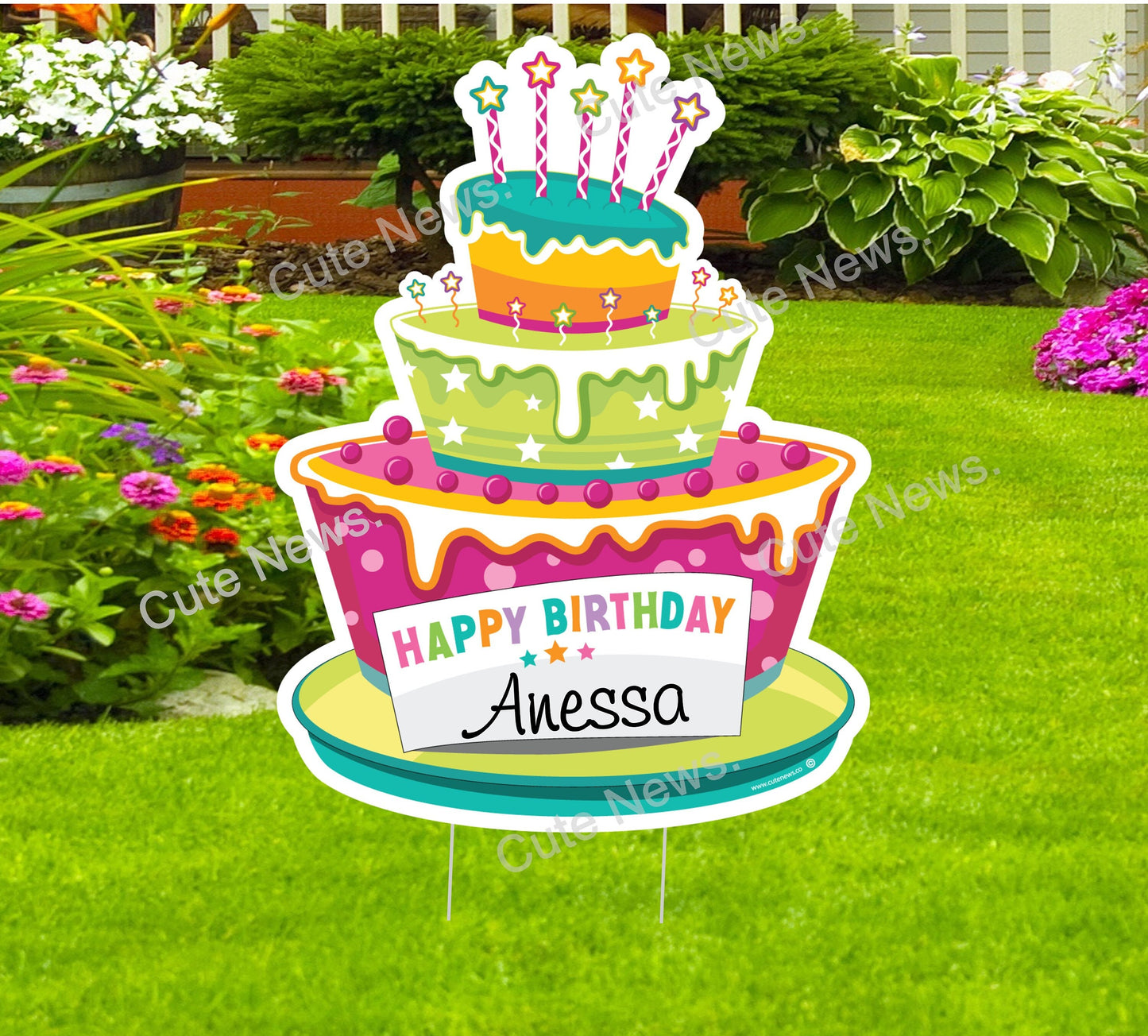 Birthday Yard Sign, Happy Birthday Cake Lawn Card, Personalized Outdoor Party Decoration, Honk Its My Birthday Celebration Custom Garden Art