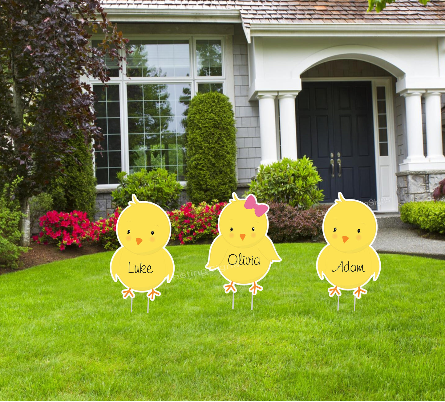 Personalized Easter Chick Yard Sign Set: Spring Lawn Decor