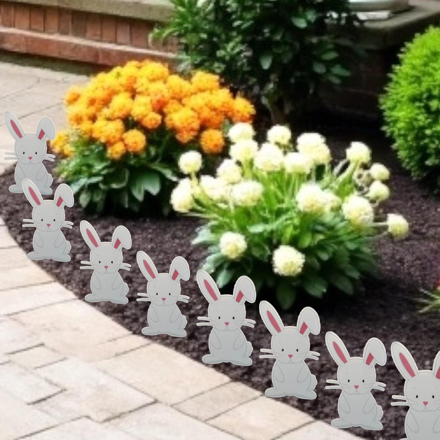 Easter Bunny Yard Signs: Outdoor Lawn Decoration, Set of 12