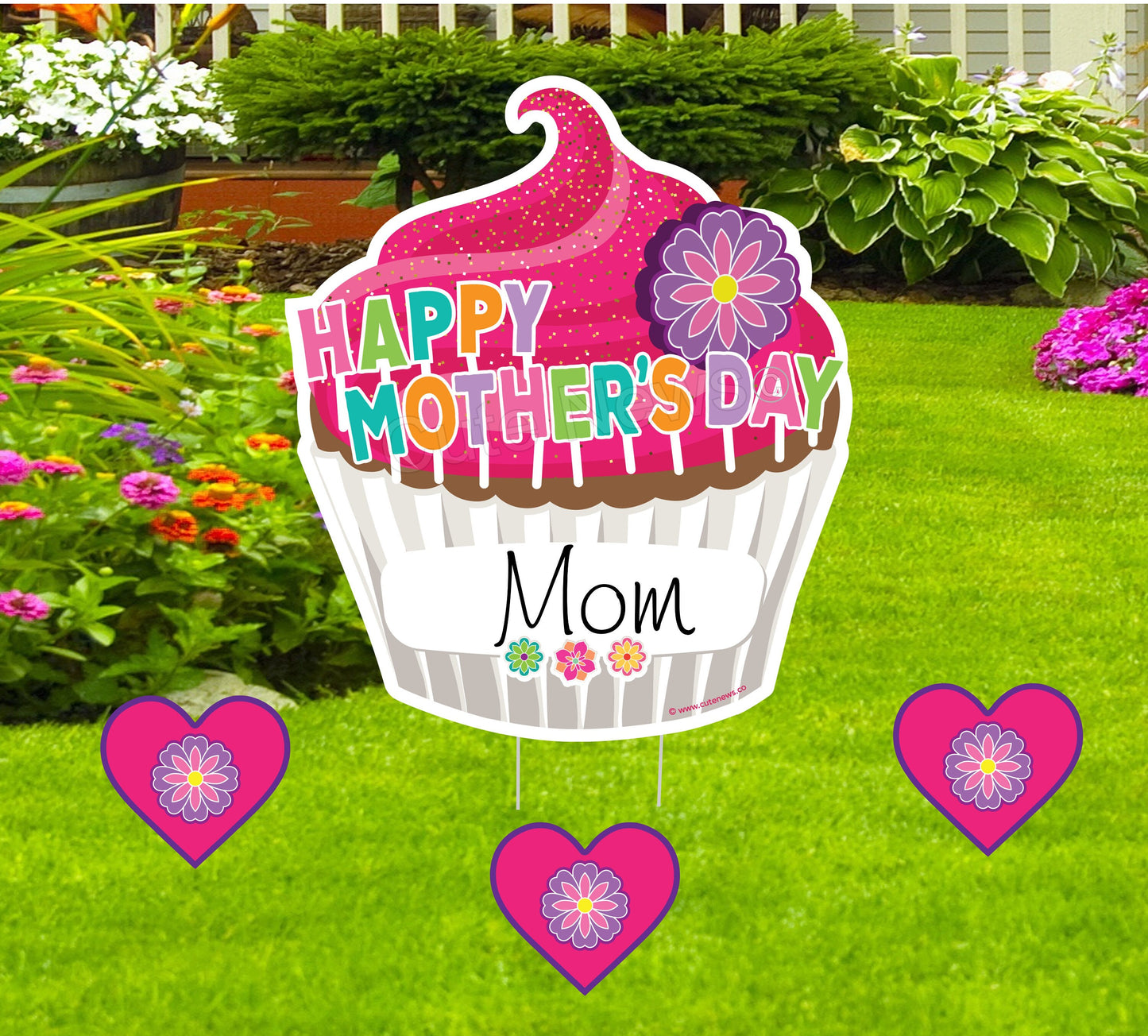 Personalized Mother's Day Cupcake Yard Sign: Outdoor Mom Decoration