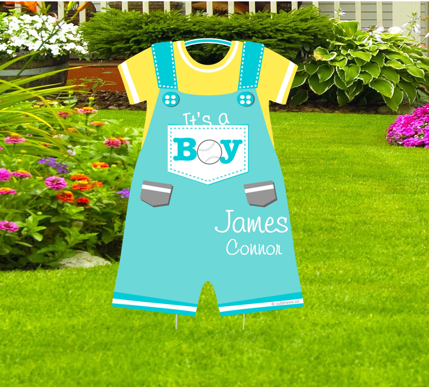 Personalized Baby Girl Birth Announcement Yard Sign: Pink Dress Outdoor Decor