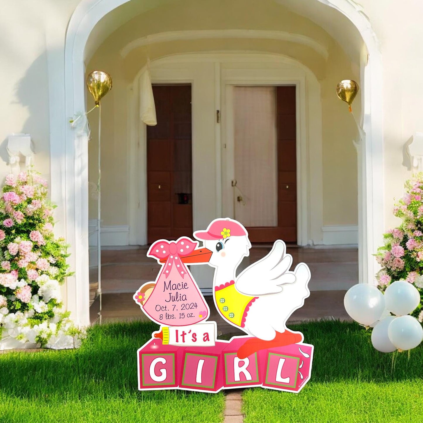 Personalized Stork Yard Sign: Newborn Baby Announcement Lawn Decor