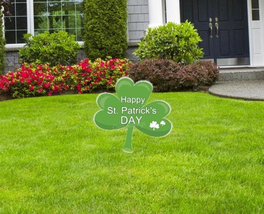 St. Patrick's Day Clover Lawn Sign: Shamrock Yard Decor (16x15 in)