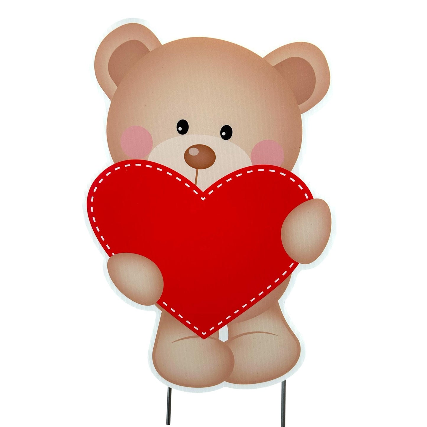 Teddy Bear Valentine's Day Yard Sign: Heart Lawn Decor