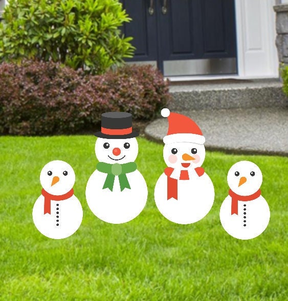 Snowman Family Christmas Yard Decoration: Holiday Lawn Art Set