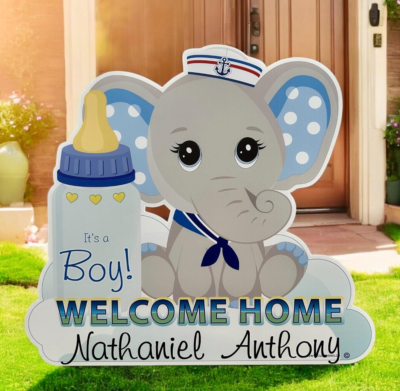 Twins Elephant Yard Sign: Personalized Baby Arrival Announcement