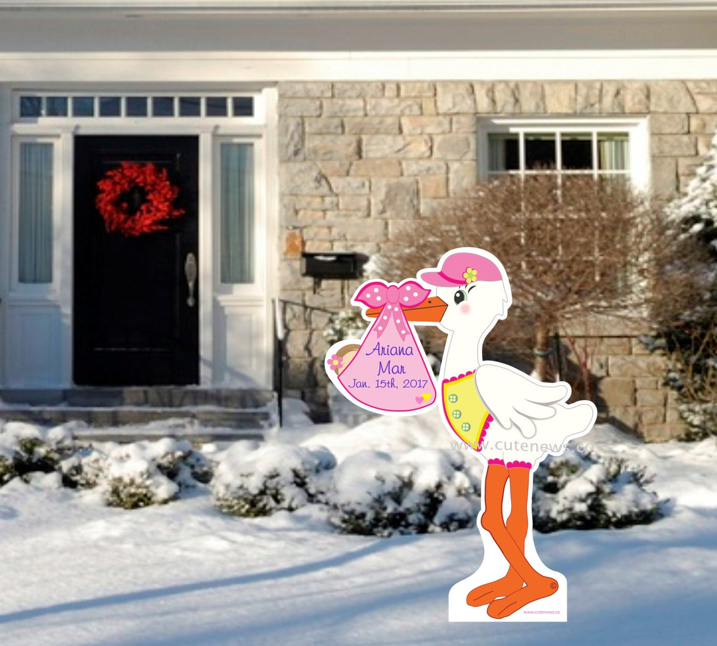 It's a Girl Yard Stork Sign, Custom Baby Birth Lawn Announcement, Outdoor Welcome Newborn Signs, Personalized Its a Boy Arrival, 4 ft. tall