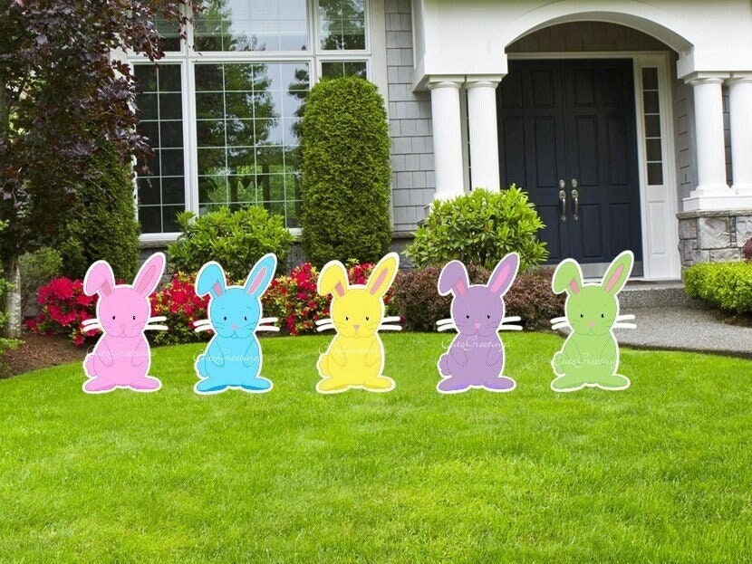 Personalized Easter Bunny Yard Sign: Happy Spring Decor, Easter Gift