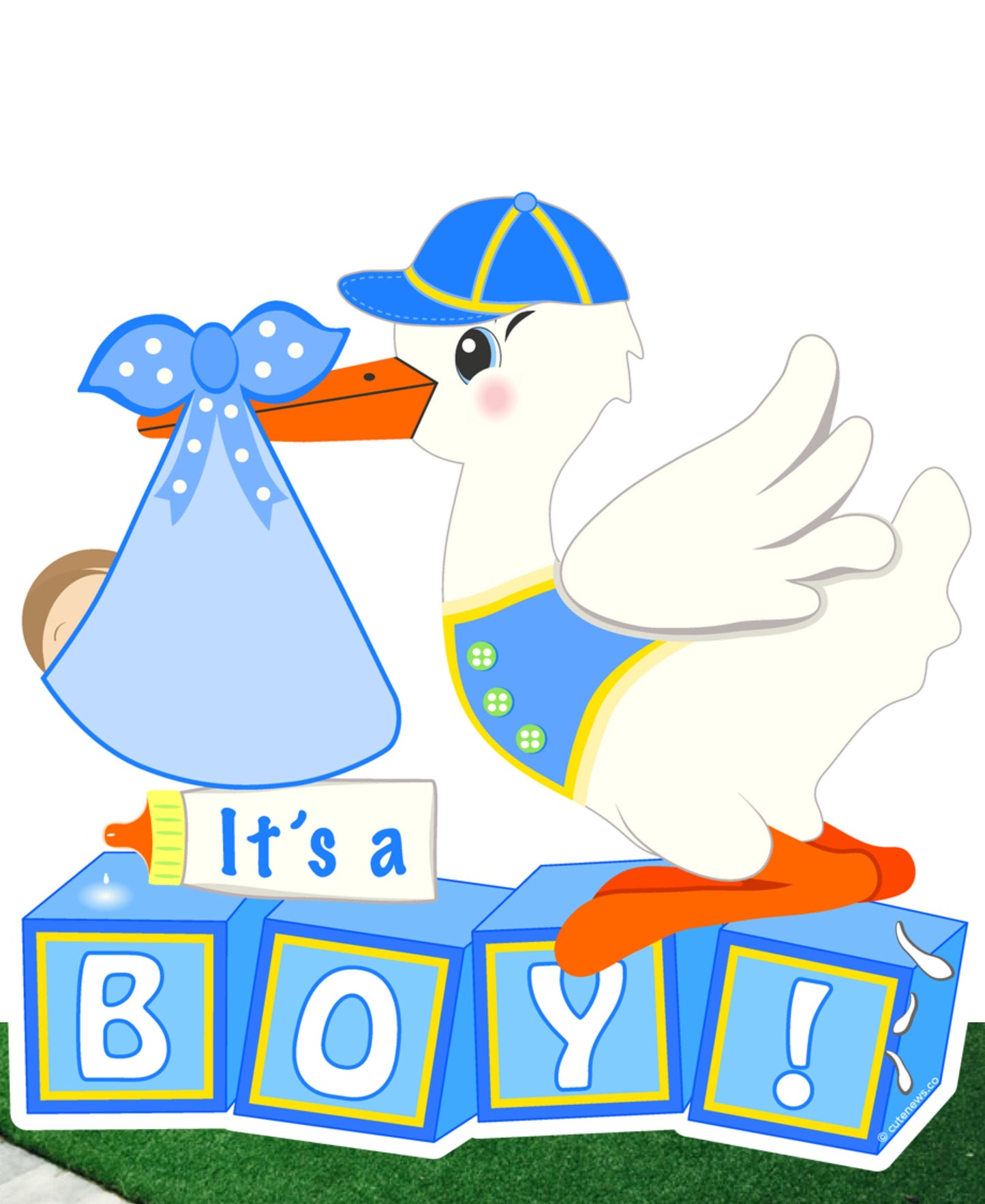 Personalized Stork Baby Shower Yard Sign - Outdoor Party Decor - Building Blocks Theme