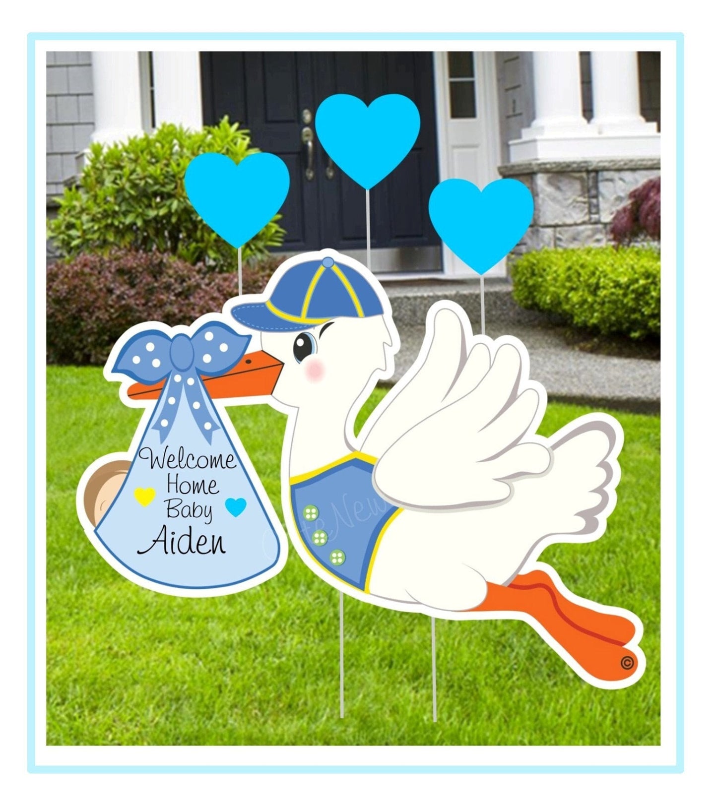 Personalized Stork Yard Sign: Welcome Home Baby Announcement