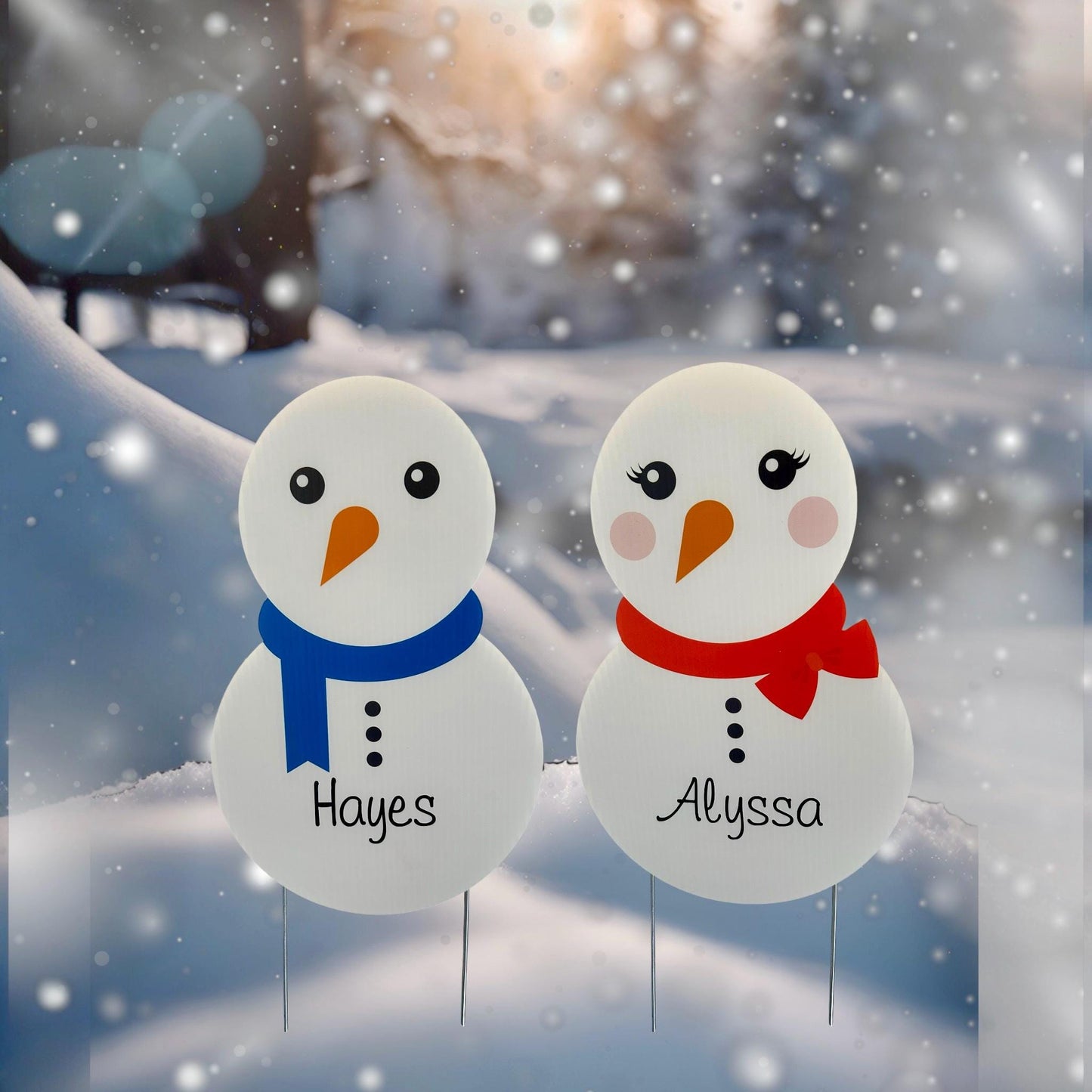 Personalized Snowman Christmas Yard Sign: Holiday Decor with Stakes