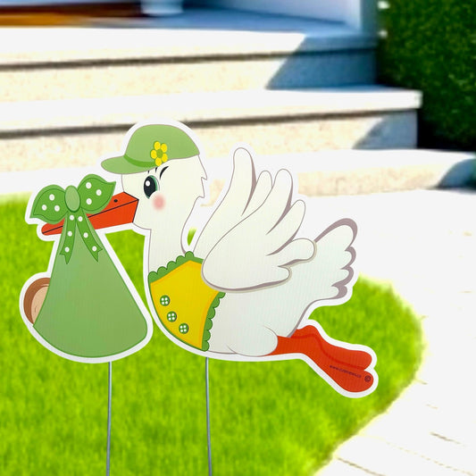 Welcome Baby Stork Yard Sign: Gender Neutral Birth Announcement