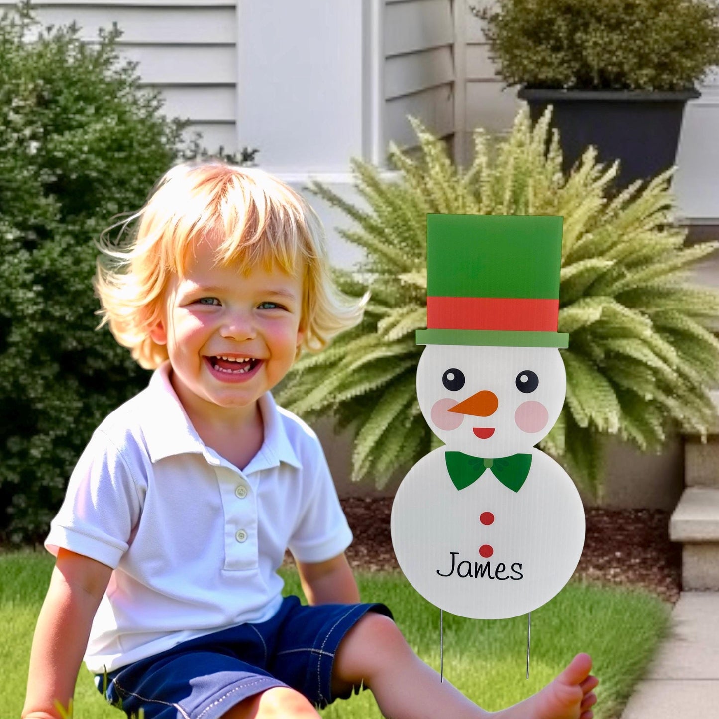 Personalized Snowman Yard Sign: Christmas Outdoor Lawn Decor