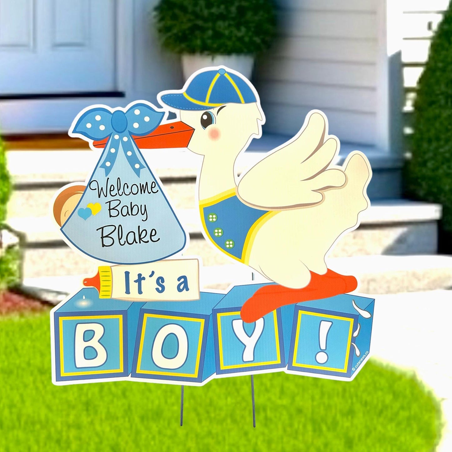 Welcome Home Baby Stork Decoration Its a Boy Yard Sign Newborn Arrival Its a Girl Baby Announcement Boy Personalized Baby Stork Garden Decor