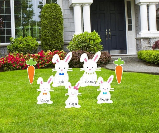 Personalized Easter Bunny Family Lawn Decor: Spring Yard Signs
