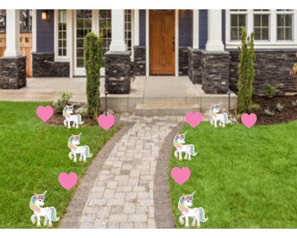 Unicorn Birthday Yard Signs: Magical Party Decor - Set of 12