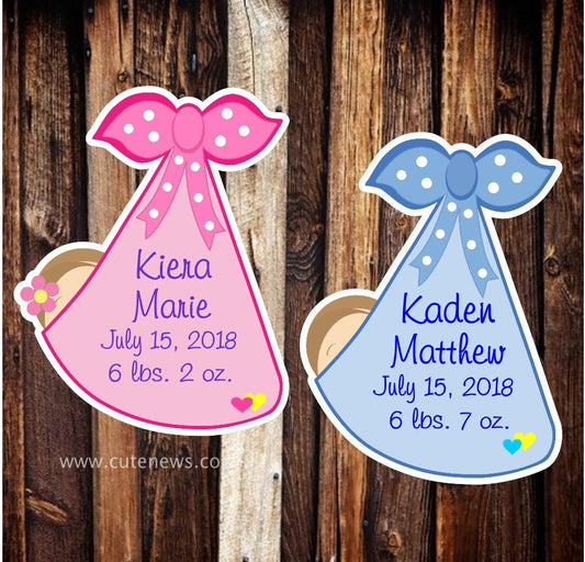 Twins Stork Bundle Sign: Custom Birth Stats, Welcome Home Decor