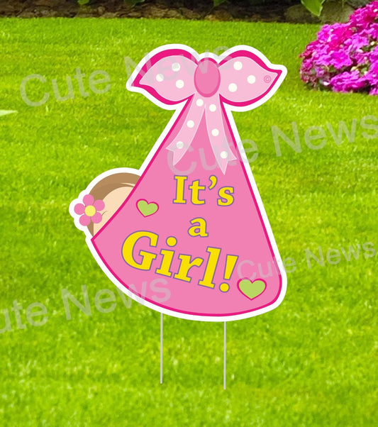 It's a Girl or Boy Stork Yard Sign: Baby Announcement Lawn Decor