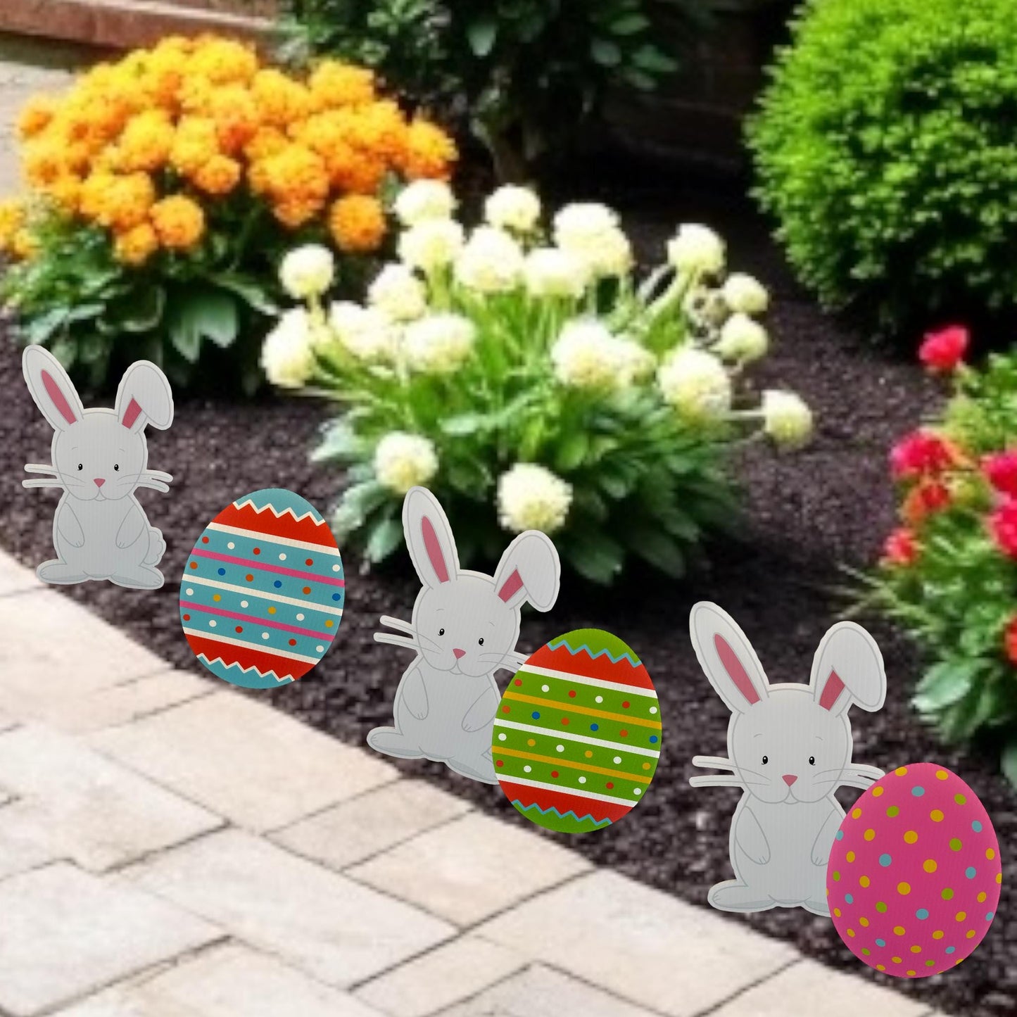Easter Bunny Yard Signs: Outdoor Lawn Decoration, Set of 12