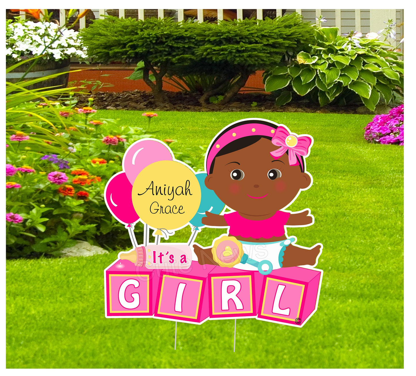 Personalized It's A Girl Yard Sign: Newborn Arrival Lawn Decoration