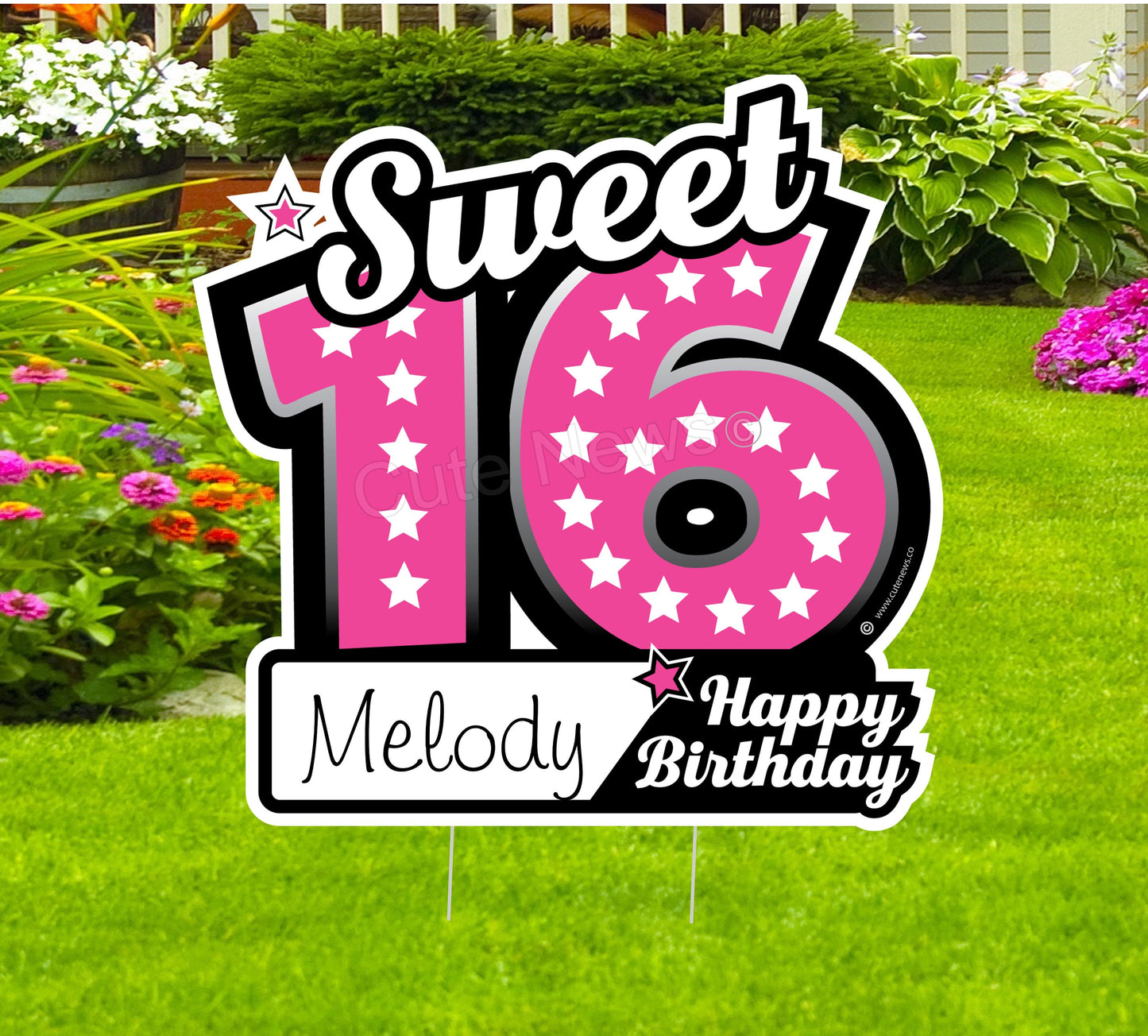 Personalized Sweet Sixteen Yard Sign: Outdoor Birthday Lawn Decoration