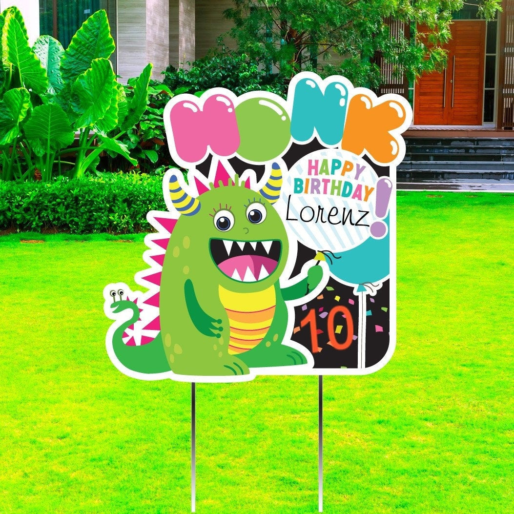 Personalized Monster Birthday Yard Sign: Custom Lawn Decoration