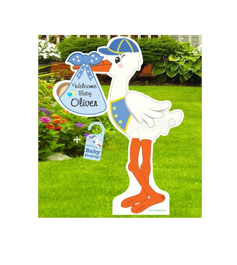 Personalized Stork Yard Sign: Welcome Home Baby Announcement - Outdoor Decor