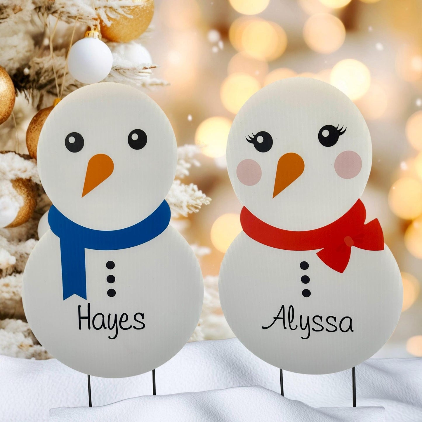 Personalized Snowmen or Elves Christmas Yard Sign: Holiday Outdoor Decoration, Set of 7