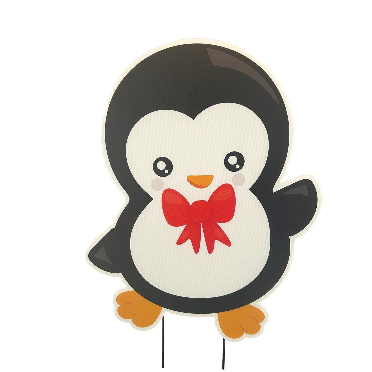 Personalized Christmas Penguin Yard Sign: Holiday Outdoor Lawn Decor