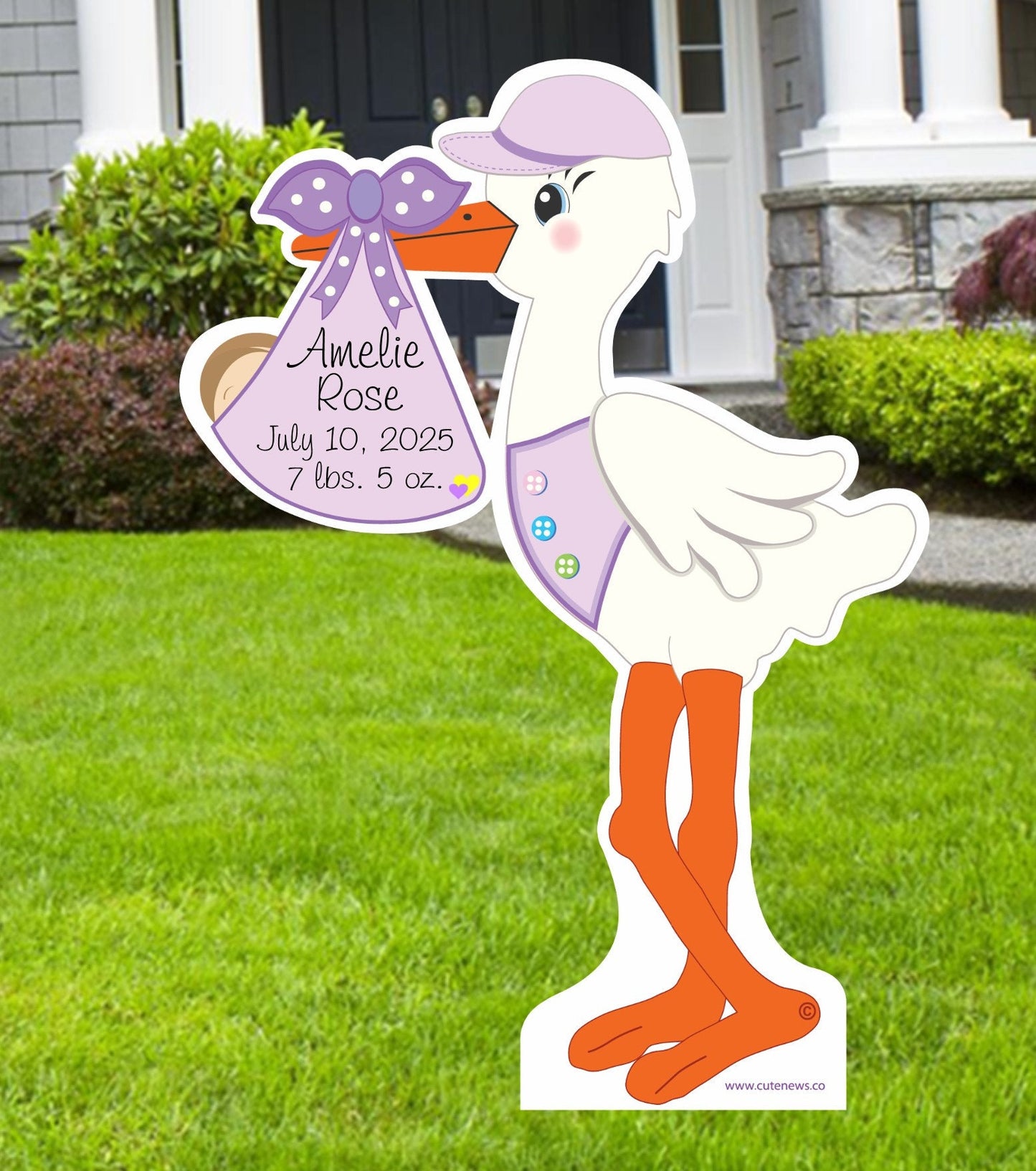 Welcome New Baby Yard Stork Sign, Custom Birth Stats It's a Boy Lawn Announcement, Personalized Newborn Arrival Decoration Gift, 4 feet tall