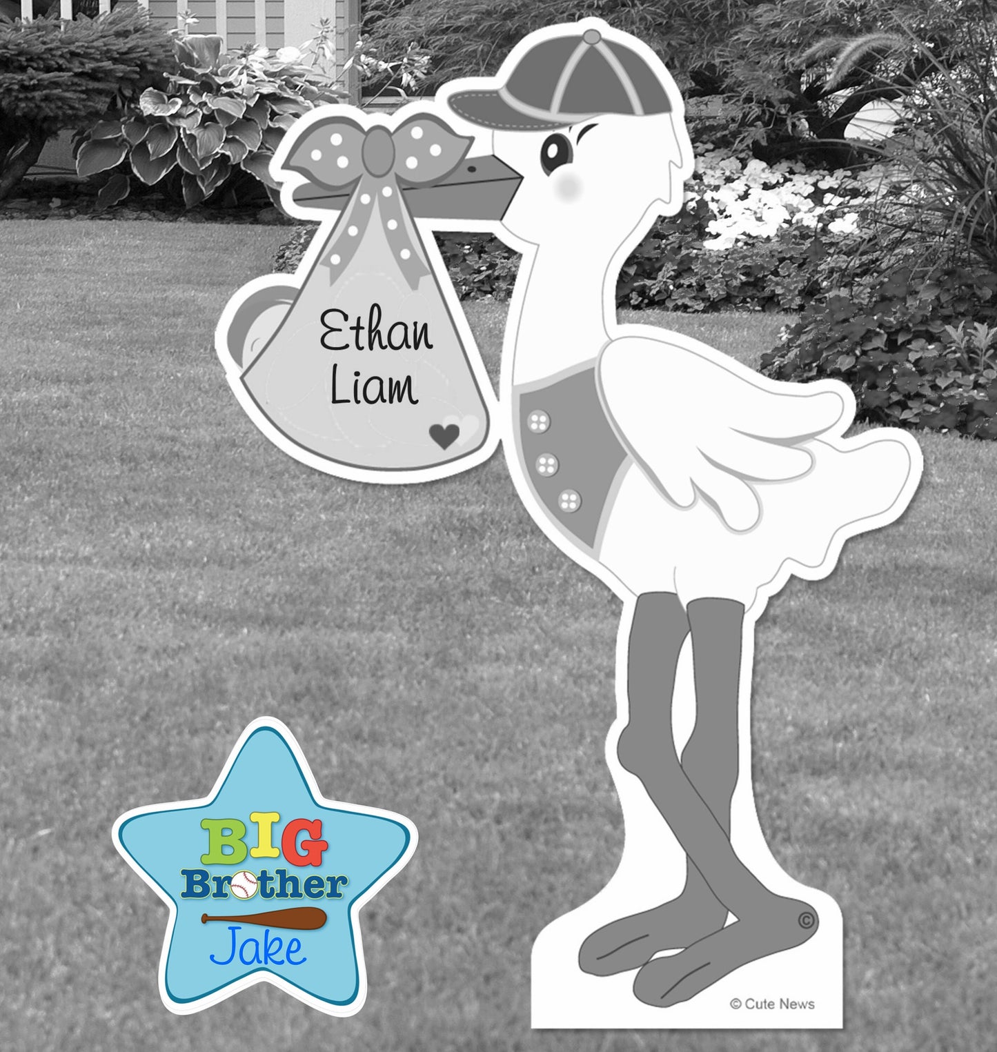 Personalized Big Brother or Sister Star Yard Sign: Sibling Announcement - Outdoor Decoration