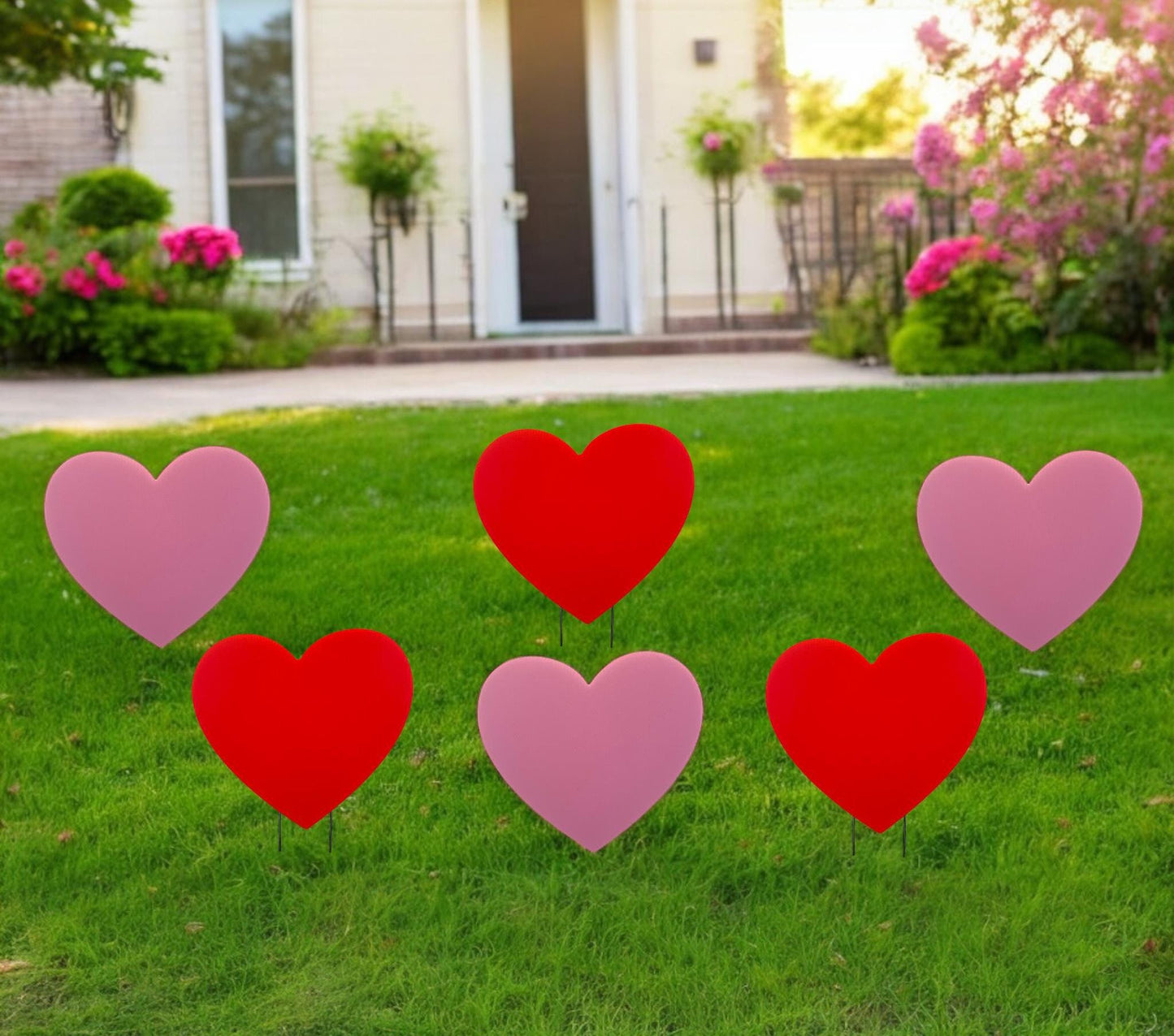 Valentine's Day Hearts Yard Signs: Holiday Lawn Decor with Stakes