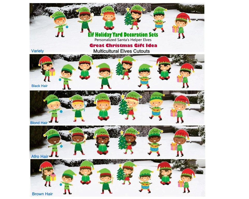 Personalized Christmas Elf Yard Decoration: Custom Holiday Lawn Sign