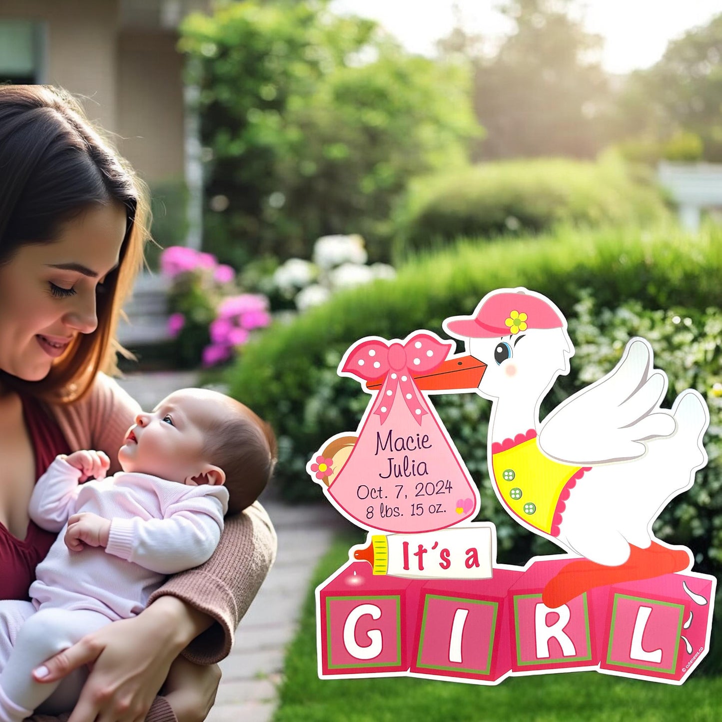 Personalized Stork Yard Sign: Newborn Baby Announcement Lawn Decor